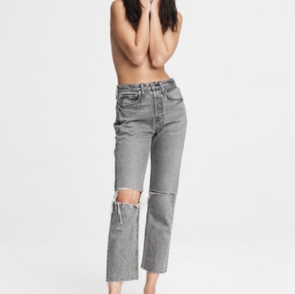 Rag & Bone Maya High Rise Ankle Slim Jeans In Zeus Size 25 Raw Hem 3365-S